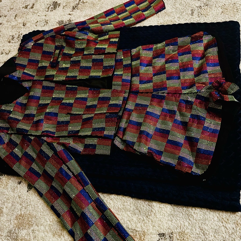 AKIRA 2 piece jacket and shorts sequin set.